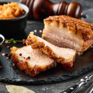 Roasted,Pork,Belly.,Crispy,Roast,Pork,Belly,With,Stewed,Cabbage