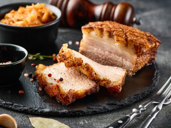 Roasted,Pork,Belly.,Crispy,Roast,Pork,Belly,With,Stewed,Cabbage